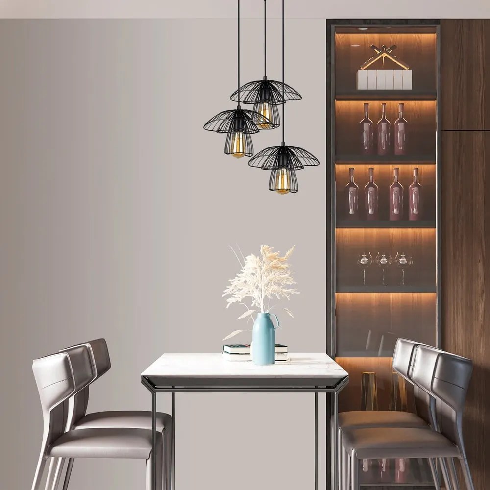 Черно висящо осветително тяло, височина 117 cm Root - Squid Lighting