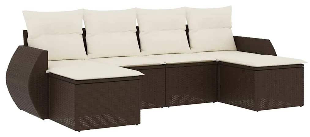 3221722 vidaXL Градински комплект с възглавници, 6 части, кафяв, полиратан