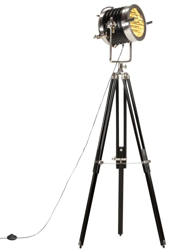 286105 vidaXL Наземна лампа на статив, черна, мангово дърво масив, 171 см