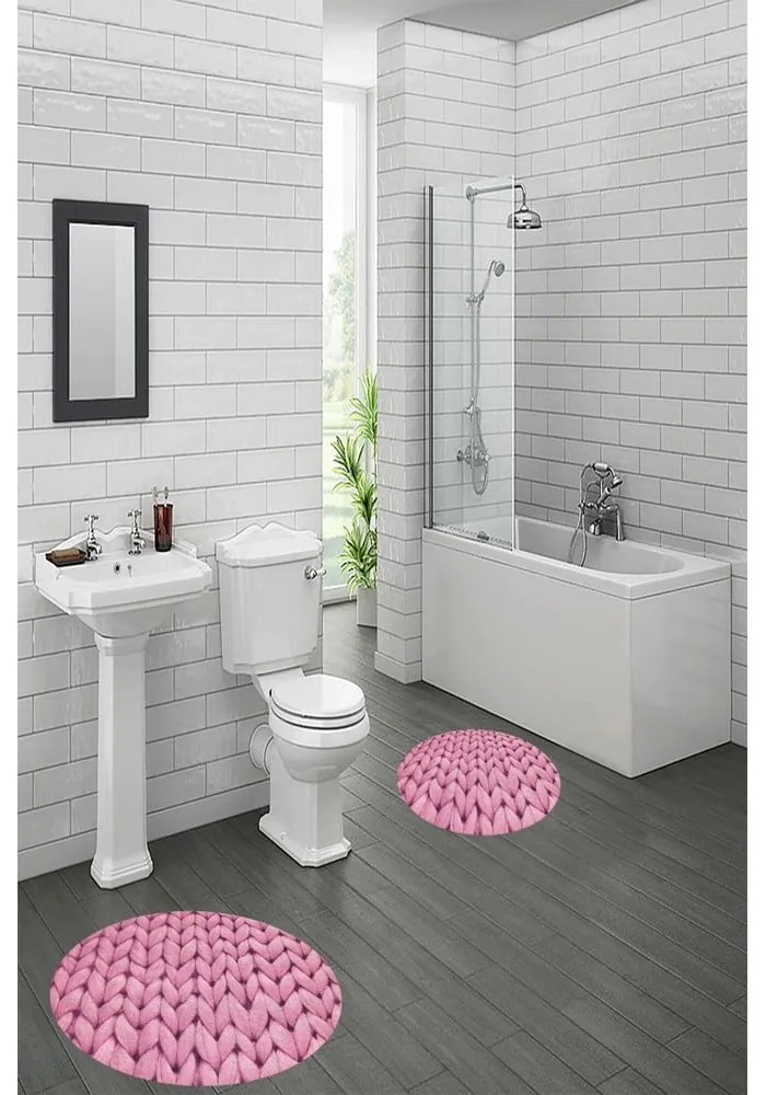 Розови килими за баня в комплект от 2 бр. ø 60 cm – Mila Home