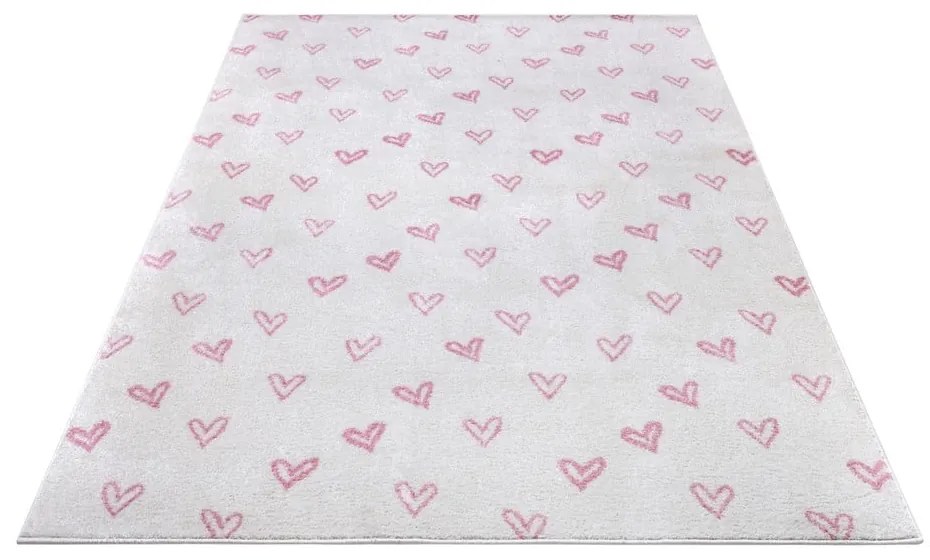 Розово-бял детски килим 120x170 cm Hearts - Hanse Home