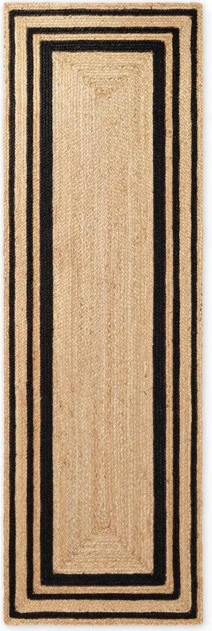 Черна/в естествен цвят двустранна/ръчно изработена ютена пътека 70x200 cm Jutta – Hanse Home