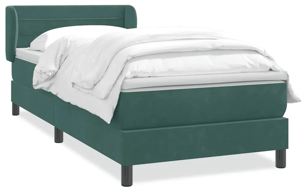 3317592 vidaXL Box Spring легло с матрак Тъмнозелено 80x210 cm Кадифе