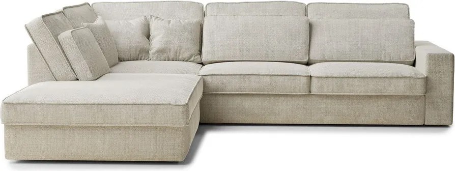 Сиво-бежов шенилов ъглов диван (ляв ъгъл/L форма) Kirou – Maison de Rêve