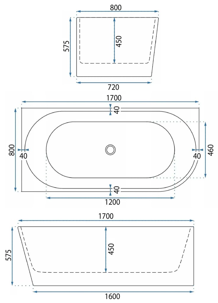Свободностояща акрилна Вана WENUS LEFT 170cm