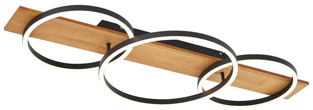 Дизайнерска таванна лампа черна кръгла вкл. LED 3-степенно димиране 3-лампи - Nimue