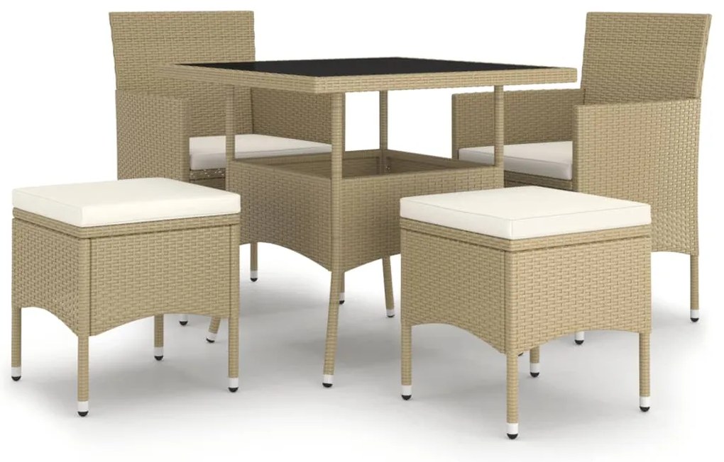 3058330 vidaXL Градински трапезен комплект от 5 части, полиратан, бежов