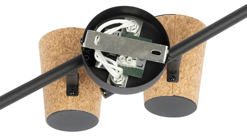 Таванен прожектор черен с коркова капачка 4-светлина регулируем - Corky