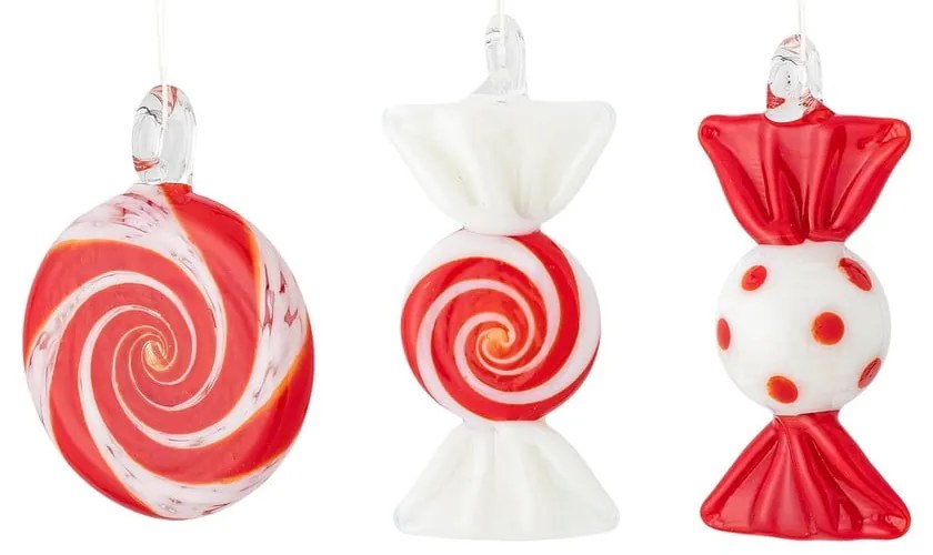 Стъклени Коледни украси в комплект от ръчна изработени 3 бр. 6 cm Festive – Bloomingville