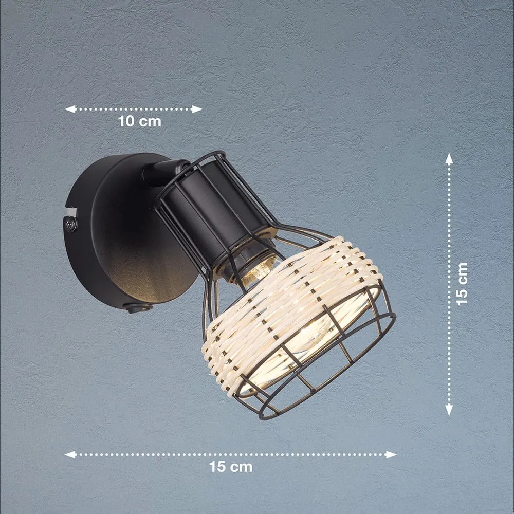 Черна стенна лампа Straw – Fischer &amp; Honsel