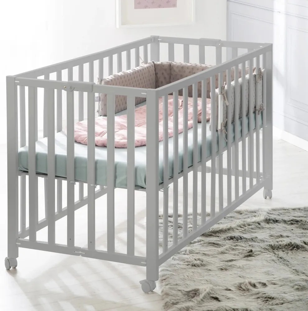 Сиво сгъваемо легло на колела 60x120 cm Fold up - Roba