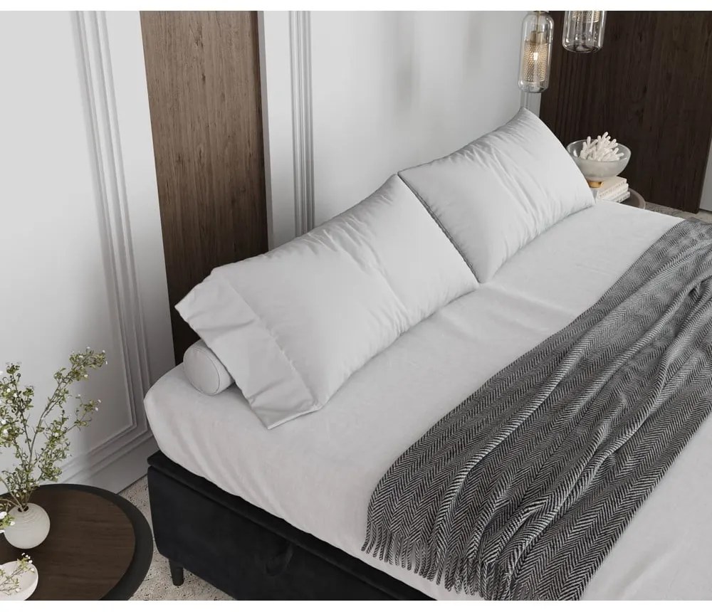 Антрацитно тапицирано двойно легло с място за съхранение 180x200 cm Tate – Maison de Rêve