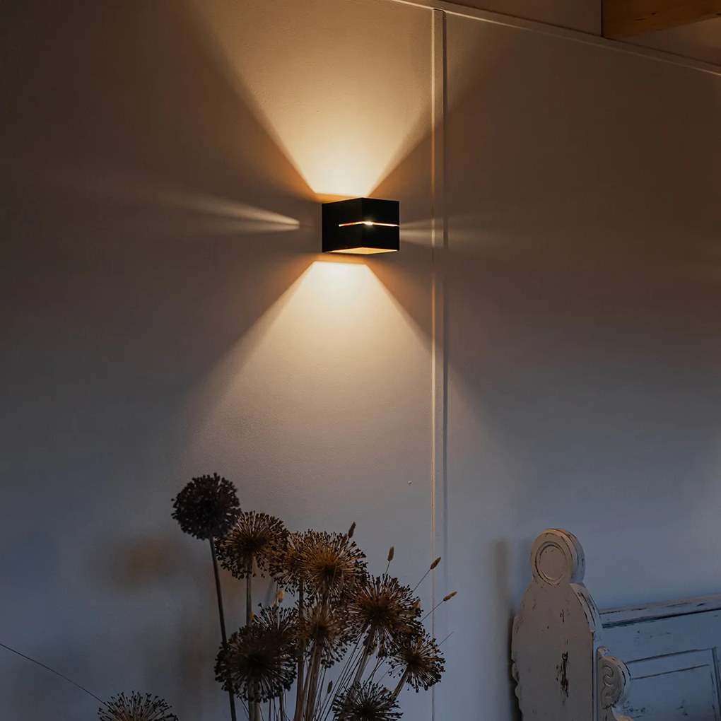 Модерна стенна лампа черна и златна 9,7 см - Transfer Groove