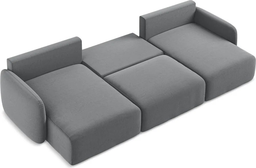 Сив кадифен сгъваем/с място за съхранение ъглов диван (U форма) Kalena – Makamii
