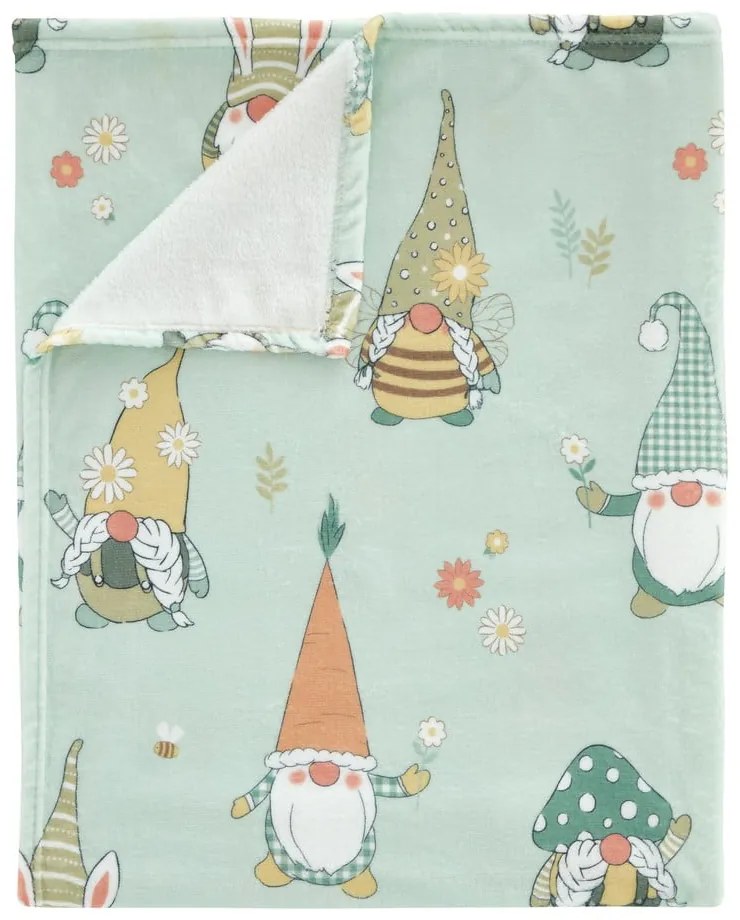 Светлозелено одеяло с великденски мотив от микроплюш 130x170 cm Spring Gonks – Catherine Lansfield