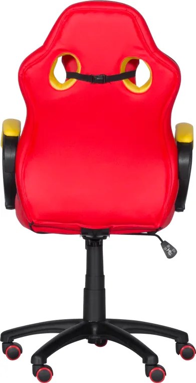 Геймърски стол с футболни мотиви Carmen 6305, До 100 кг, Еко кожа, Регулиране на люлеенето, Силиконови колелца, Червен/жълт
