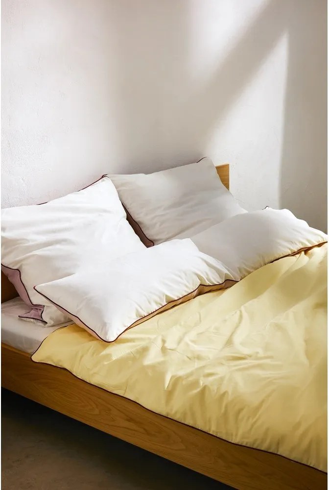 Жълт единичен чаршаф за завивка от памучен сатен 140x200 cm Oba – noo.ma