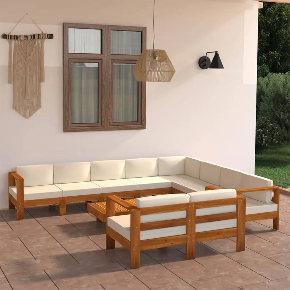 3057945 vidaXL Градински комплект с възглавници, 10 части, 100x60 см, акациево дърво