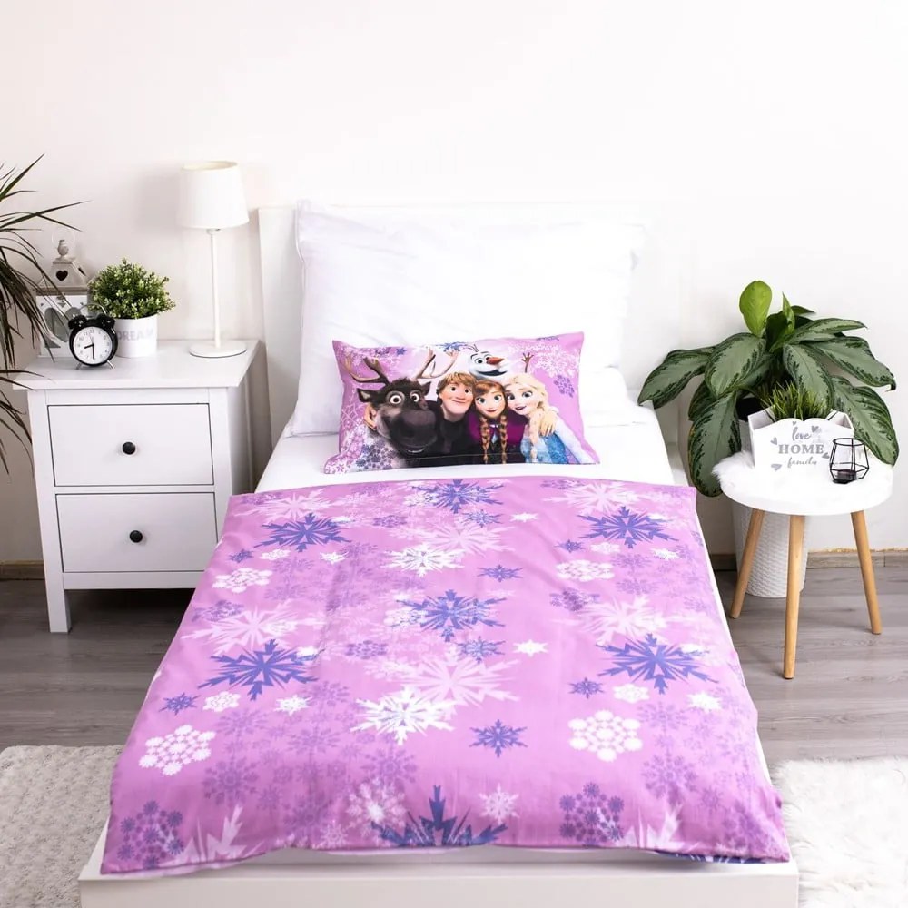Памучно детско спално бельо 100x135 cm Frozen "Purple" – Jerry Fabrics