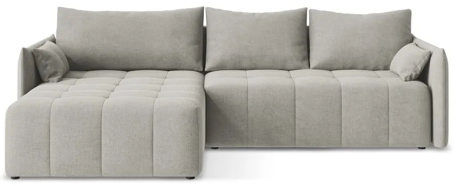 Светлосив разтегателен ъглов диван с място за съхранение (ляв ъгъл) Moku – Makamii