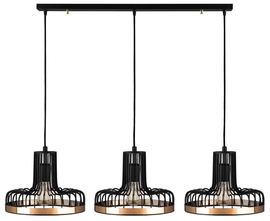 Висящо осветително тяло в черен и меден цвят с метален абажур Fellini – Opviq lights