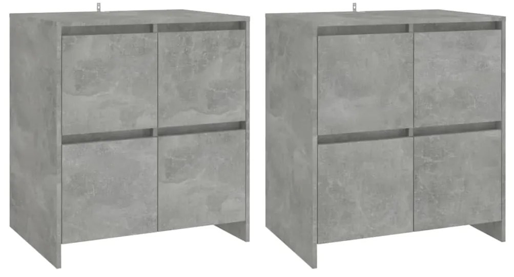3098092 vidaXL Бюфети, 2 бр, бетонно сиви, 70x41x75 см, инженерно дърво