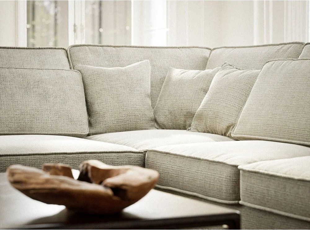 Сиво-бежов шенилов ъглов диван (ляв ъгъл/L форма) Kirou – Maison de Rêve