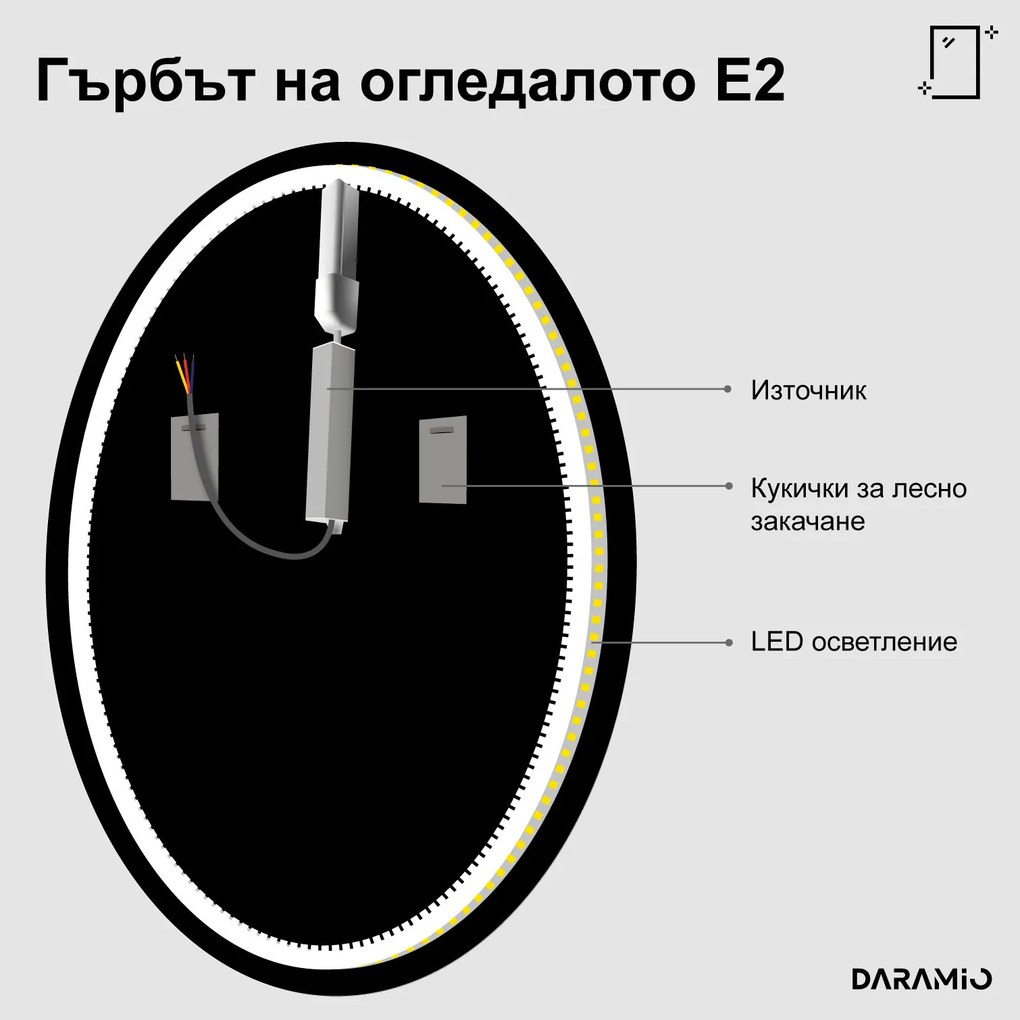Кръгло огледало с лед осветление E2