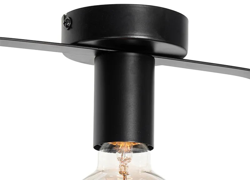 Модерна таванна лампа черна със стъкло правоъгълна - Roslini