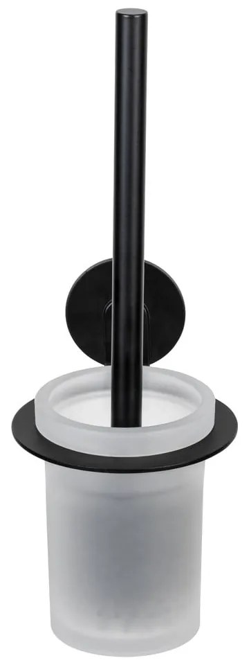 Матово черна самозалепваща стъклена четка за тоалетна Bivio – Wenko