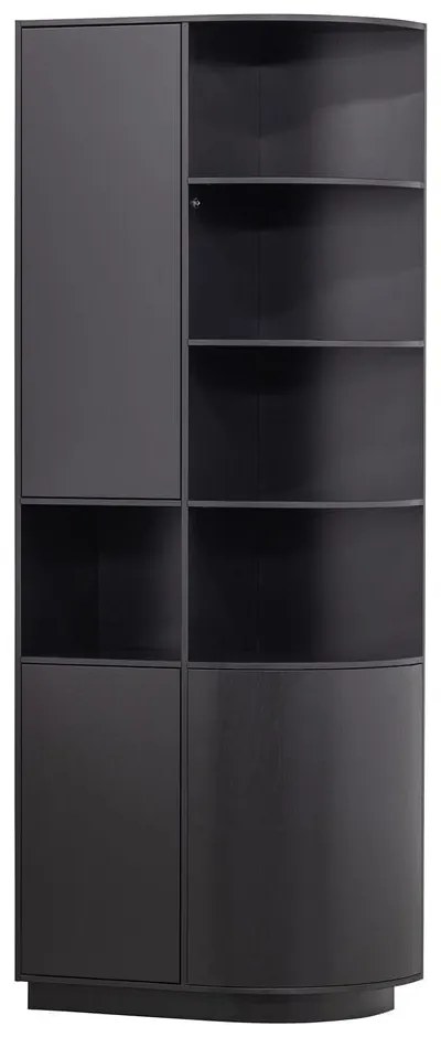 Черен модулен шкаф за книги от борова дървесина 78x210 cm Finca - WOOOD