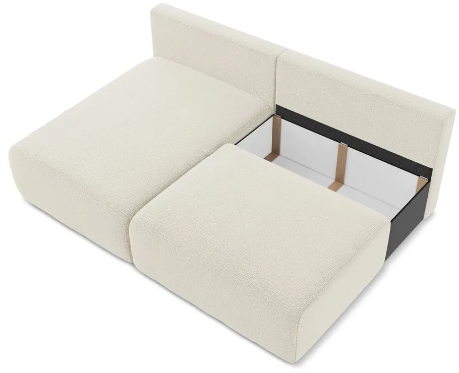 Кремав разтегателен ъглов диван с място за съхранение (ляв ъгъл) Kalena – Makamii