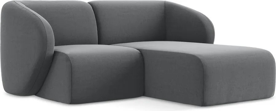 Сив кадифен ъглов диван (десен ъгъл) Lani – Makamii