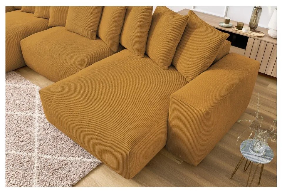 Ъглов диван от рипсено кадифе в цвят горчица Voltaire – Bobochic Paris