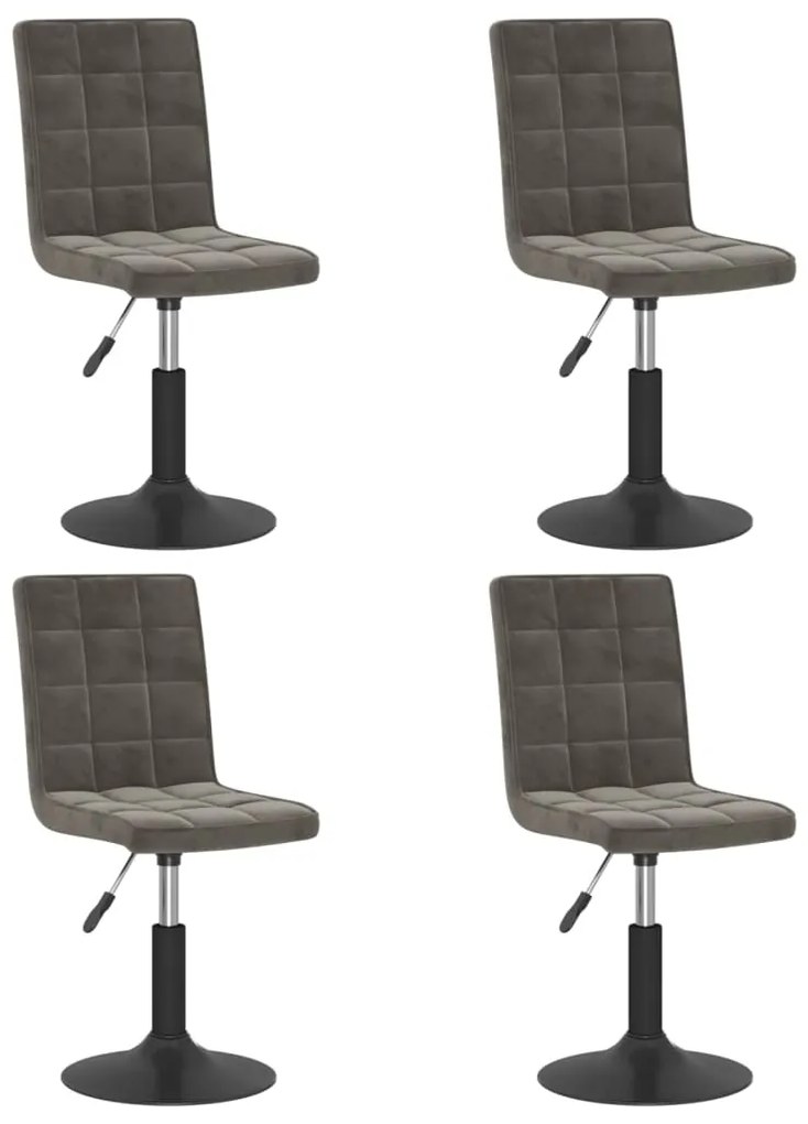 3089290 vidaXL Въртящи трапезни столове, 4 бр, тъмносиви, кадифе