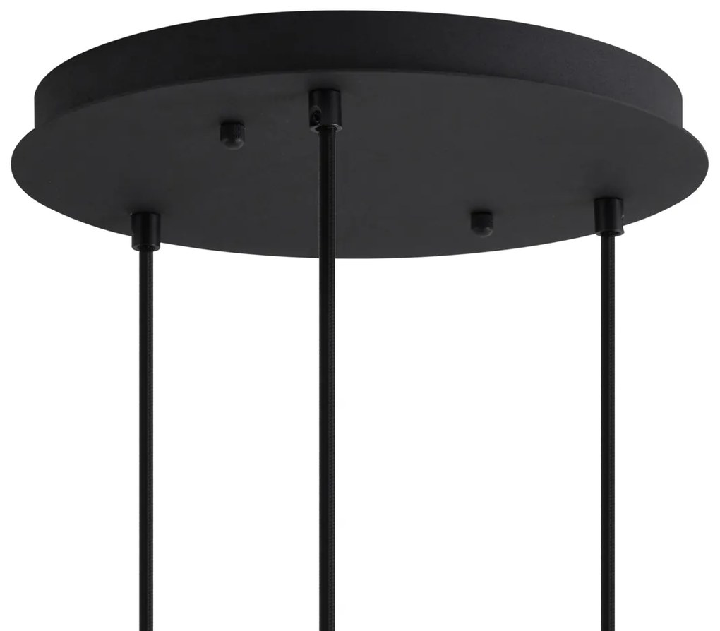 Арт Деко висяща лампа черна със синьо и зелено стъкло 3 светлини - Douglass