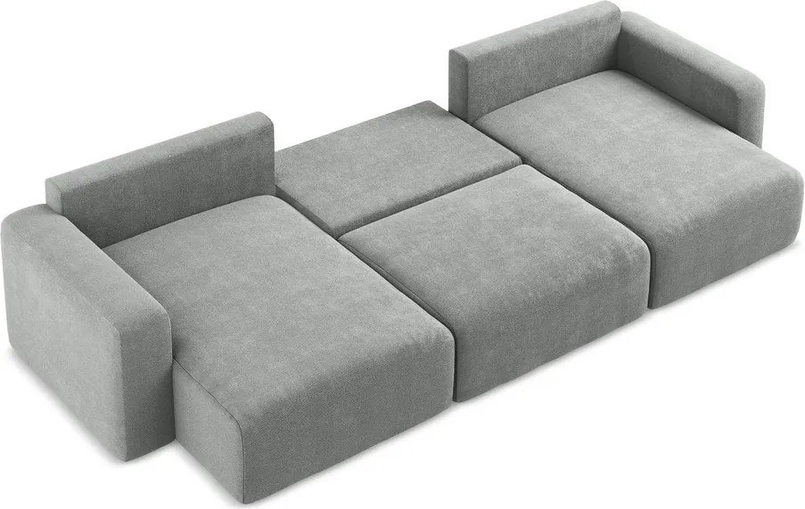Сив шенилов сгъваем/с място за съхранение ъглов диван (U форма) Kona – Makamii