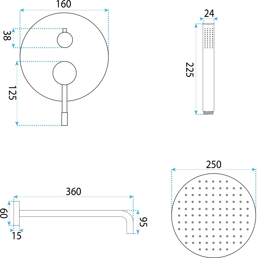 Душ система за вграждане Rea Lungo Diamond Chrome