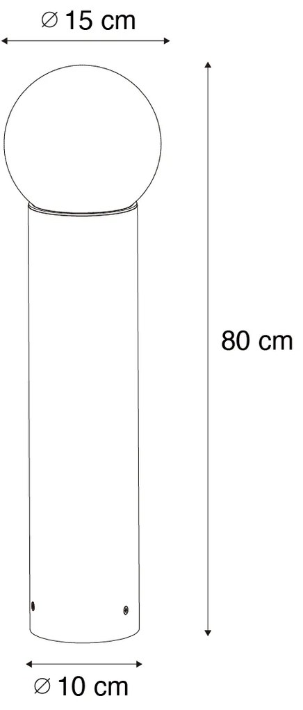 Черна външна подова лампа с опалово стъкло 80 см IP44 - Huma
