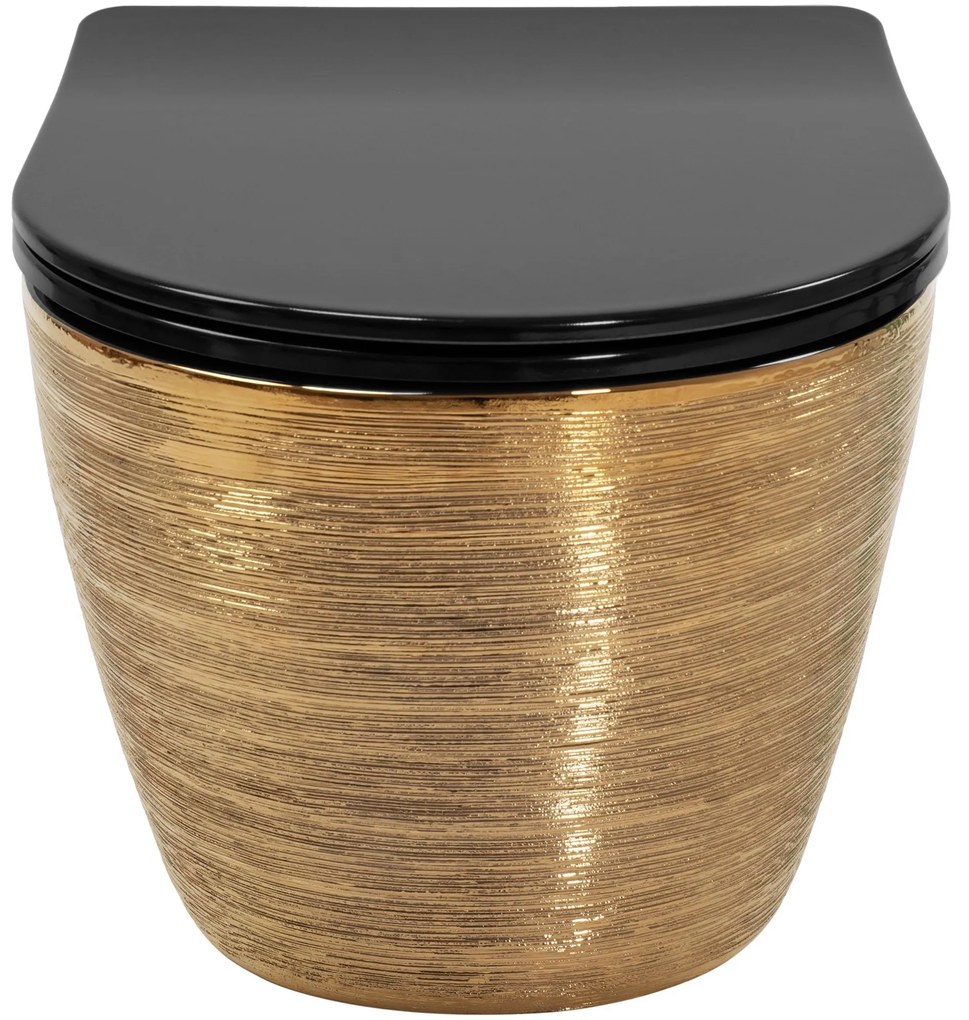 Тоалетна чиния Rea Carlo Mini Tornado Black Brush Gold