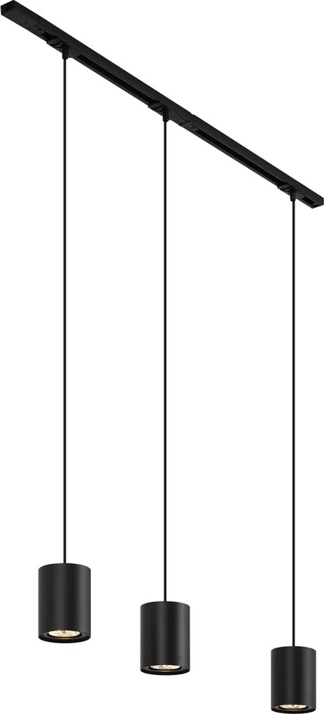 Модерна релсова осветителна система с 3 висящи лампи черна 1-фазна - Iconic Holt