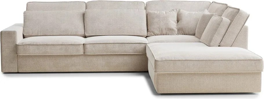 Кремав шенилов ъглов диван (десен ъгъл/L форма) Kirou – Maison de Rêve