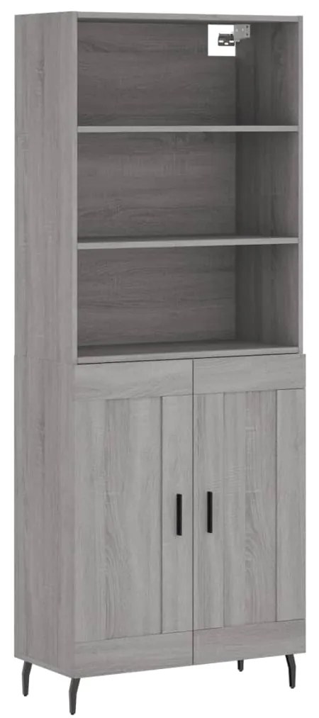 3189979 vidaXL Висок шкаф, сив сонома, 69,5x34x180 см, инженерно дърво