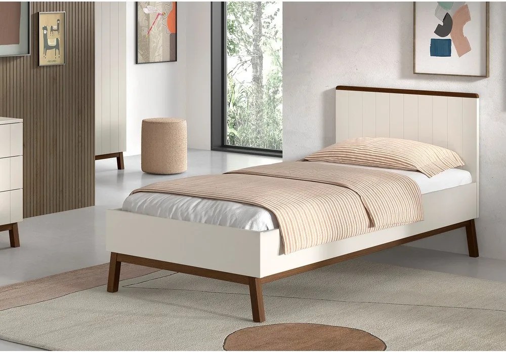 Бежово детско легло 90x200 cm от масивен бор без ламелно дъно Sezane – Vipack