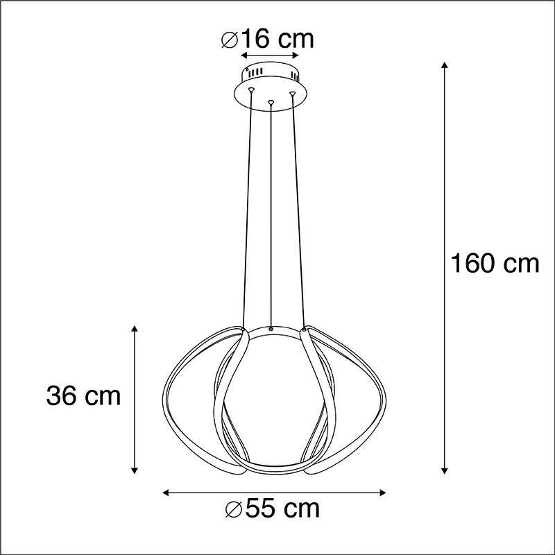 Дизайнерска висяща лампа черна димируема с LED - Rowana