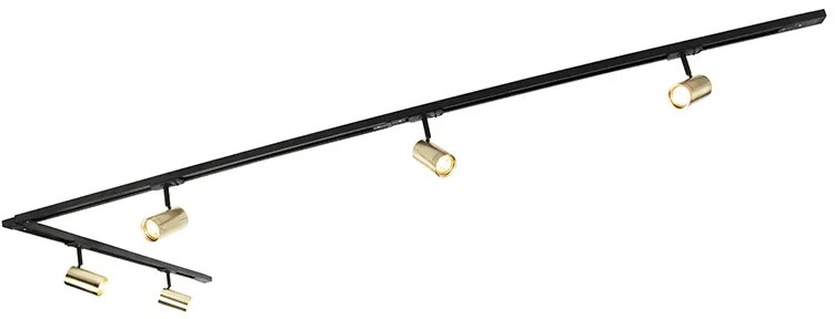 Релсова система с 5 прожектора 1-фазен черен със злато - Jeana