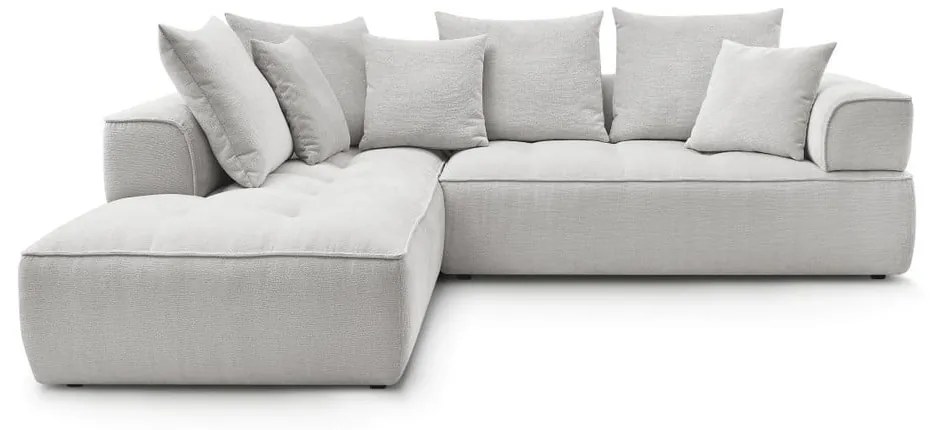 Светлосив шенилов ъглов диван (ляв ъгъл/L форма) Whesley – Bobochic Paris