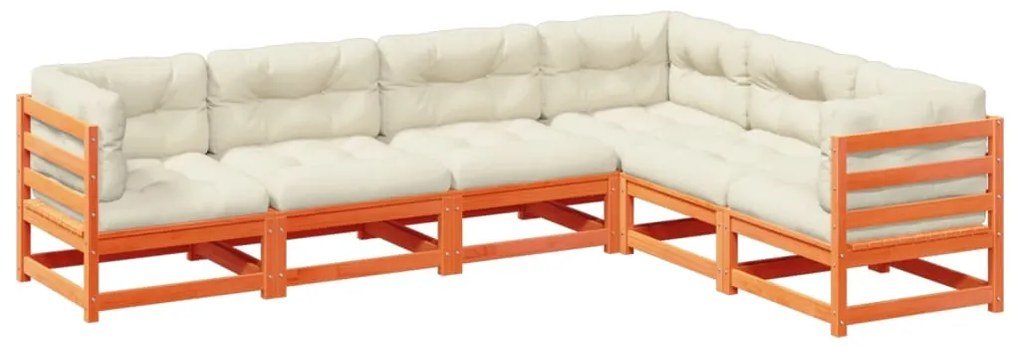 3299457 vidaXL Градински комплект с възглавници, 6 части, восъчнокафяв