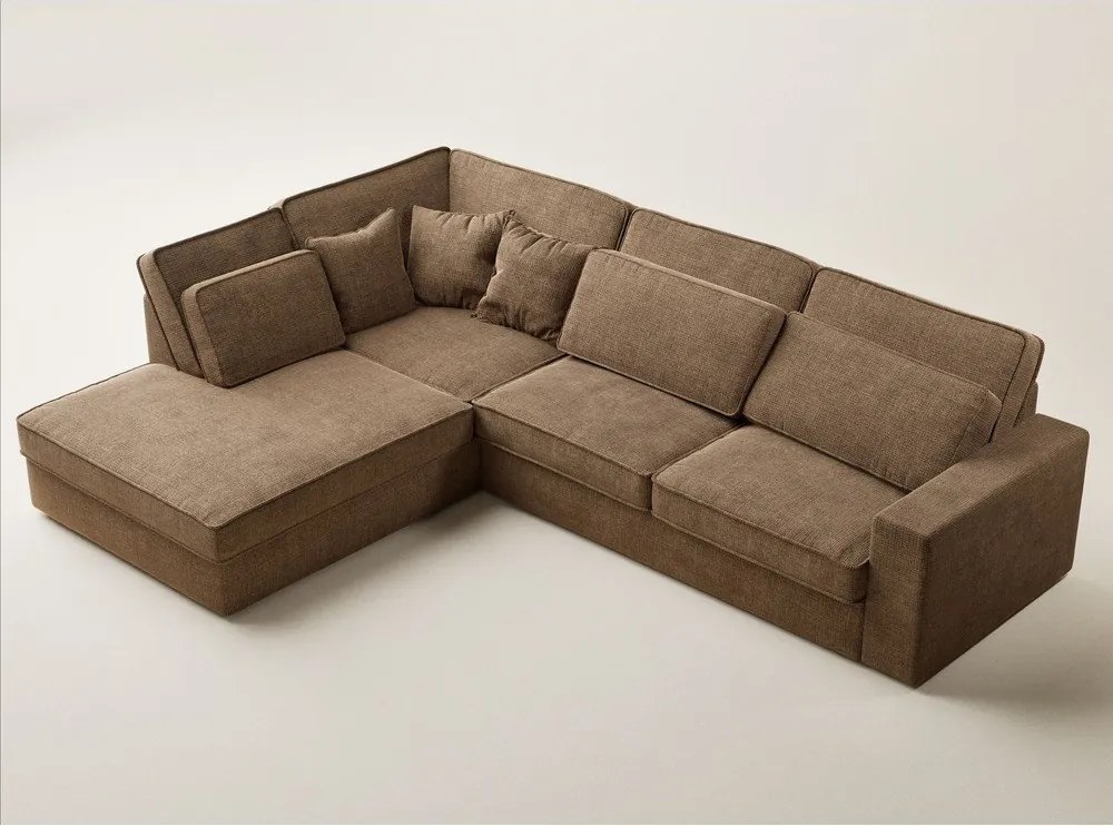 Светлокафяв шенилов ъглов диван (ляв ъгъл/L форма) Kirou – Maison de Rêve