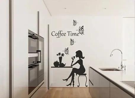 Стикер за стена в кухнята Време за чаша кафе 50 x 100 cm